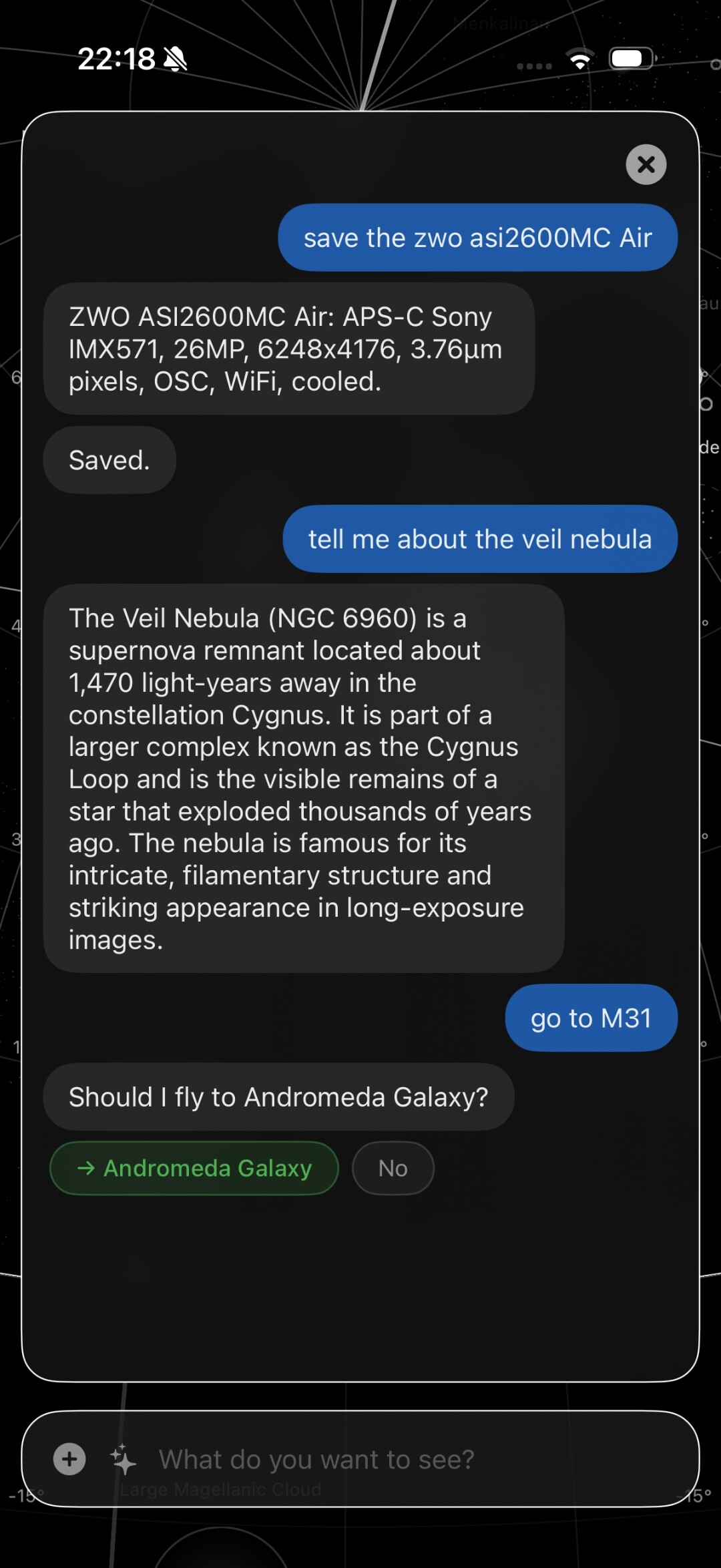 +Frames — AI chat with target search and equipment commands